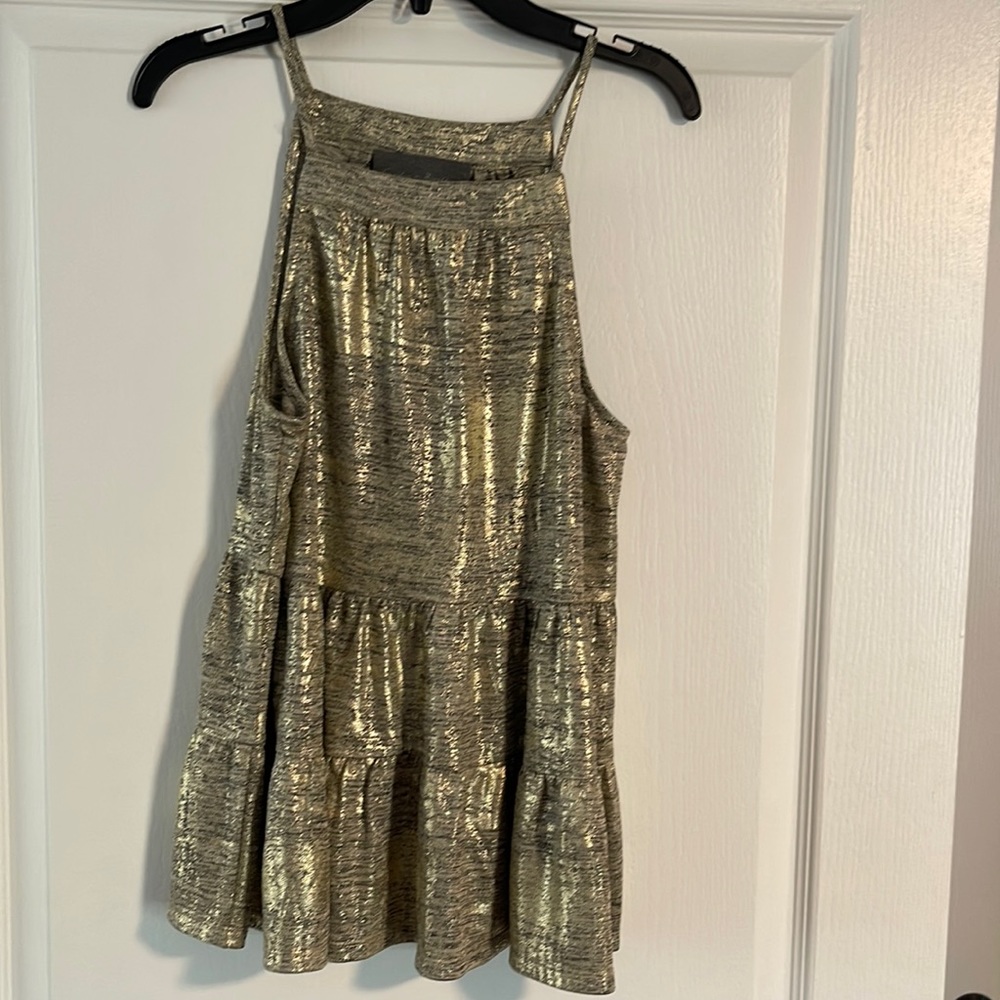 Sunday In Brooklyn Anthropologie Becca Gold Metallic Tiered Tank